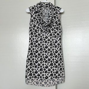 Daisy Floral Print Shift Dress with Cowl Neck
